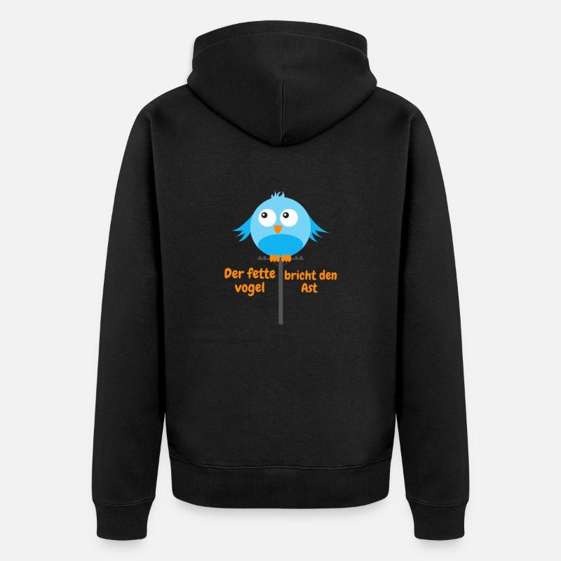 Dicker Vogel breiter Vogel Geschenkidee - Unisex Premium Bio Zip Hoodie - Schwarz