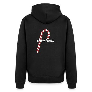 Heiliger - Unisex Premium Bio Zip Hoodie - Schwarz - Hinten - Nico (187cm)