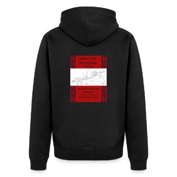 SORLEY BOY MAC DONALD - Unisex Premium Bio Zip Hoodie - Schwarz - Hinten - Nico (187cm)
