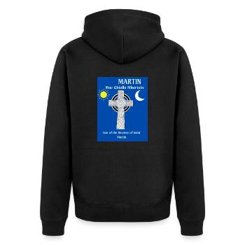 MARTIN SURNAME - Unisex Premium Organic Zip Hoodie - black - Back - Nico (187cm)
