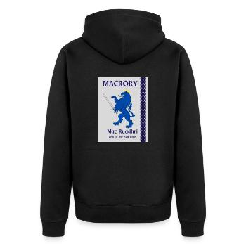 MACRORY SURNAME - Unisex Premium Organic Zip Hoodie - black - Back - Nico (187cm)