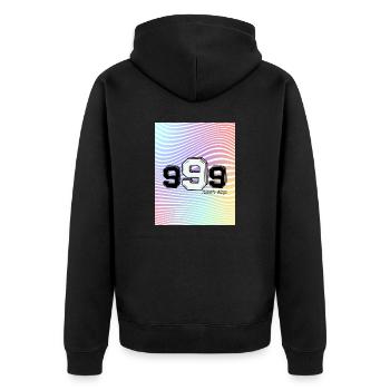never stop - Unisex Premium Bio Zip Hoodie - Schwarz - Hinten - Nico (187cm)