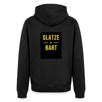 Glatze + Bart - Unisex Premium Bio Zip Hoodie - Schwarz - Hinten - Nico (187cm)