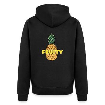 FRUITY ANANAS - Unisex Premium Bio Zip Hoodie - Schwarz - Hinten - Nico (187cm)