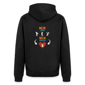 Mein Leben Mein Wunsch - Unisex Premium Bio Zip Hoodie - Schwarz - Hinten - Nico (187cm)