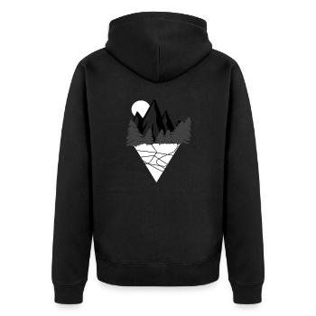 Adventure Travel Hiking Mountain - Unisex Premium Organic Zip Hoodie - black - Back - Nico (187cm)