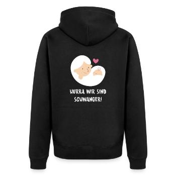 Schwangerschaft Babyparty Babyshower Boy Girl - Unisex Premium Bio Zip Hoodie - Schwarz - Hinten - Nico (187cm)