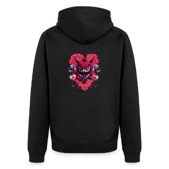 Valentine's Day | Monster | Heart | Roses | Valentine - Unisex Premium Organic Zip Hoodie - black - Back - Nico (187cm)
