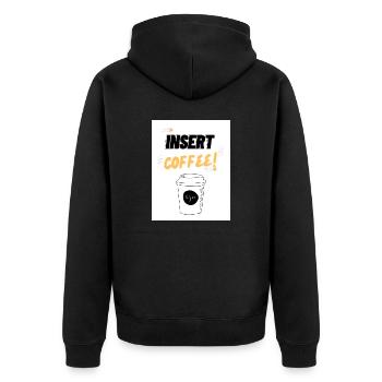 Insert Coffee LSHYBW - Unisex Premium Bio Zip Hoodie - Schwarz - Hinten - Nico (187cm)