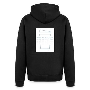 Insert Coffee Cup 2 LHBPHBBWT - Unisex Premium Bio Zip Hoodie - Schwarz - Hinten - Nico (187cm)