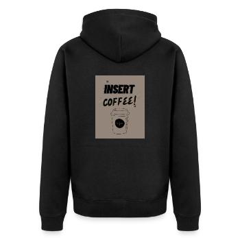 Insert Coffee LSHSBB - Unisex Premium Bio Zip Hoodie - Schwarz - Hinten - Nico (187cm)