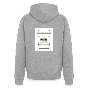 Insérer une étiquette de café LSHYBW - Veste à capuche bio Premium Unisexe - gris chiné - Dos - Nico (187cm)