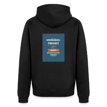Meinungsfreiheit LWHOBT - Unisex Premium Bio Zip Hoodie - Schwarz - Hinten - Nico (187cm)