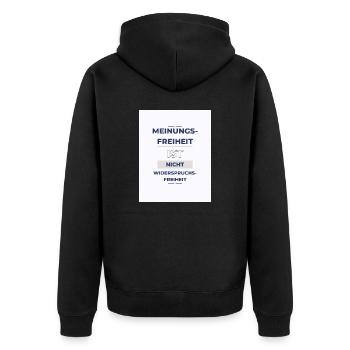 Meinungsfreiheit LBHGBW - Unisex Premium Bio Zip Hoodie - Schwarz - Hinten - Nico (187cm)