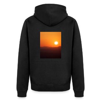 Vintage Sun - Unisex Premium Bio Zip Hoodie - Schwarz - Hinten - Nico (187cm)