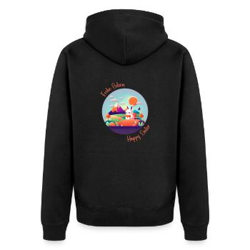 Frohe Ostern | Happy Easter | Illustration - Unisex Premium Bio Zip Hoodie - Schwarz - Hinten - Nico (187cm)