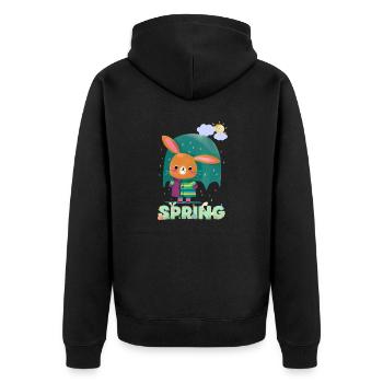 Printemps | Lapin de Pâques | Joyeuses Pâques | Illustration - Veste à capuche bio Premium Unisexe - noir - Dos - Nico (187cm)