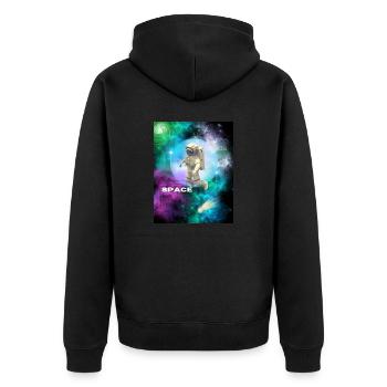 Astronaut Streetwear T Shirt - Unisex Premium Bio Zip Hoodie - Schwarz - Hinten - Nico (187cm)