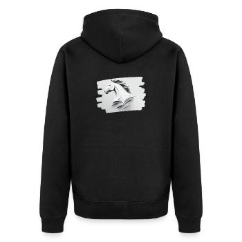 The Power and Purity of a White Horse's Head - Unisex Premium Organic Zip Hoodie - black - Back - Nico (187cm)