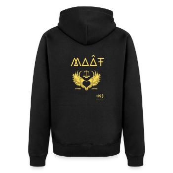 KAMA SOUL MA'AT Winged Heart Gold - Unisex Premium Organic Zip Hoodie - black - Back - Nico (187cm)