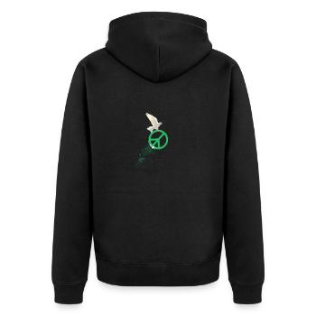 Frieden - Unisex Premium Bio Zip Hoodie - Schwarz - Hinten - Nico (187cm)