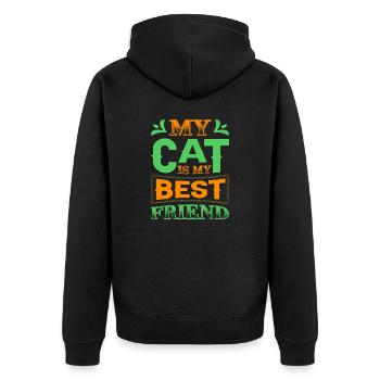 My Cat is my best Friend - Unisex Premium Bio Zip Hoodie - Schwarz - Hinten - Nico (187cm)