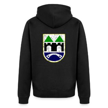 Sarajevo - Unisex Premium Bio Zip Hoodie - Schwarz - Hinten - Nico (187cm)