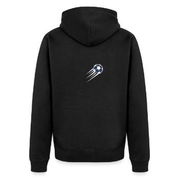 Fußball - Unisex Premium Bio Zip Hoodie - Schwarz - Hinten - Nico (187cm)
