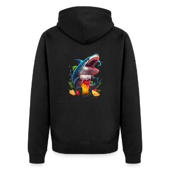 Beer-loving shark - Unisex Premium Organic Zip Hoodie - black - Back - Nico (187cm)
