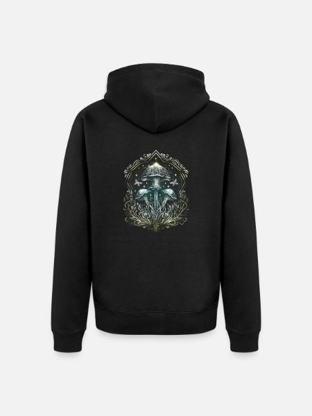 Magic mushrooms, mushrooms, distressed - Unisex Premium Organic Zip Hoodie - black