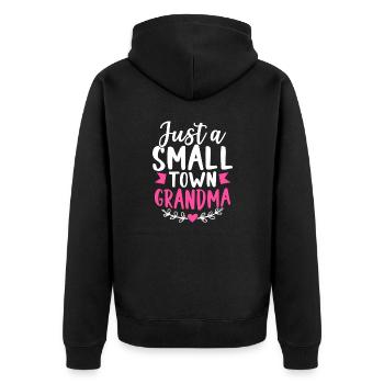 Juste une petite ville Grand-mère Village Petite ville - Veste à capuche bio Premium Unisexe - noir - Dos - Nico (187cm)