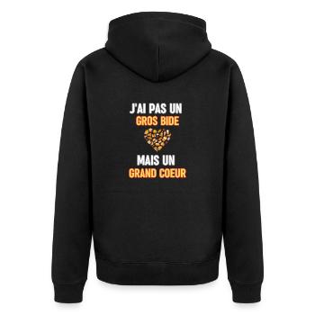 J'ai pas un gros bide, mais un grand coeur - Veste à capuche bio Premium Unisexe - noir - Dos - Nico (187cm)