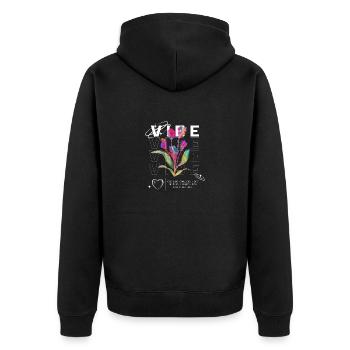 Sie hat eine Stimmung - Unisex Premium Bio Zip Hoodie - Schwarz - Hinten - Nico (187cm)