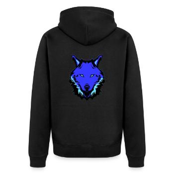 wolf - Unisex Premium Bio Zip Hoodie - Schwarz - Hinten - Nico (187cm)