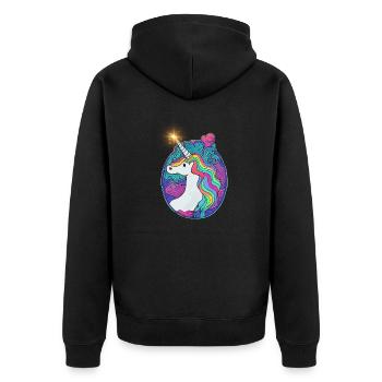 Emblème Licorne - Veste à capuche bio Premium Unisexe - noir - Dos - Nico (187cm)