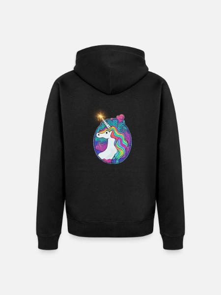 Emblème Licorne - Veste à capuche bio Premium Unisexe - noir