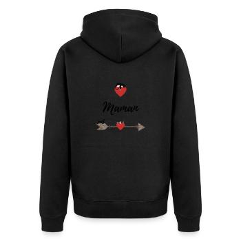 Maman, coeurs et chats - Veste à capuche bio Premium Unisexe - noir - Dos - Nico (187cm)