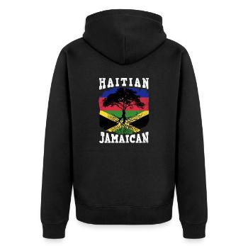 Haiti Haitian Jamaica Combination I Gift - Unisex Premium Organic Zip Hoodie - black - Back - Nico (187cm)