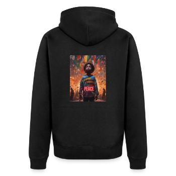 Paix du monde - Veste à capuche bio Premium Unisexe - noir - Dos - Nico (187cm)
