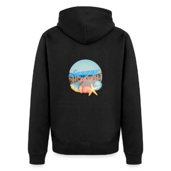 summer, sun, sunshine, beach, sea, good mood - Unisex Premium Organic Zip Hoodie - black - Back - Nico (187cm)