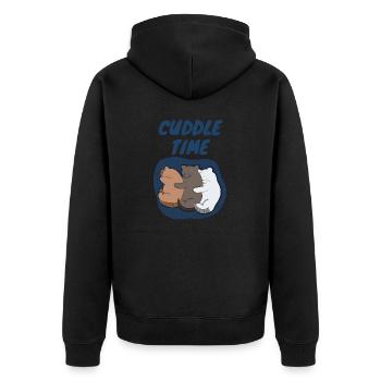 Cuddle time-a cozy sleep design for cat lovers - Unisex Premium Organic Zip Hoodie - black - Back - Nico (187cm)