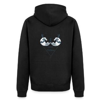 Herzförmiges Design für Angelliebhaber - Unisex Premium Bio Zip Hoodie - Schwarz - Hinten - Nico (187cm)