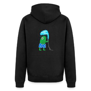Der Sommerfrosch - Unisex Premium Bio Zip Hoodie - Schwarz - Hinten - Nico (187cm)