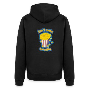 Popcorn - sweet - don't make me salty - Unisex Premium Organic Zip Hoodie - black - Back - Nico (187cm)