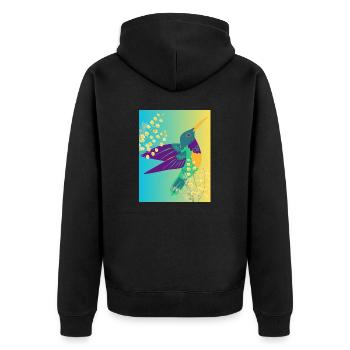 KOLIBRI - Unisex Premium Bio Zip Hoodie - Schwarz - Hinten - Nico (187cm)