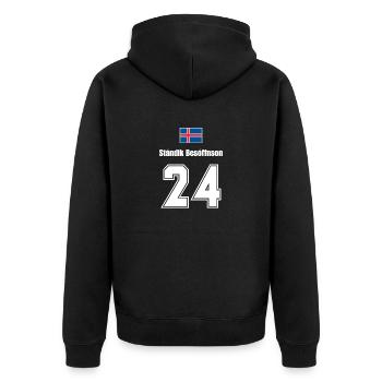Island Trikot Nr.24 - Unisex Premium Bio Zip Hoodie - Schwarz - Hinten - Nico (187cm)