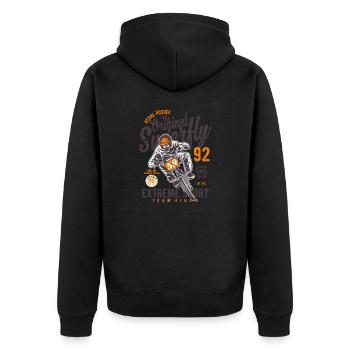 Fahrrad - Unisex Premium Bio Zip Hoodie - Schwarz - Hinten - Nico (187cm)