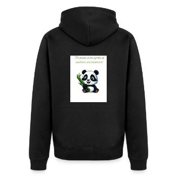 Panda-Skin - Unisex Premium Bio Zip Hoodie - Schwarz - Hinten - Nico (187cm)