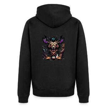 Graffiti Monster - Unisex Premium Bio Zip Hoodie - Schwarz - Hinten - Nico (187cm)