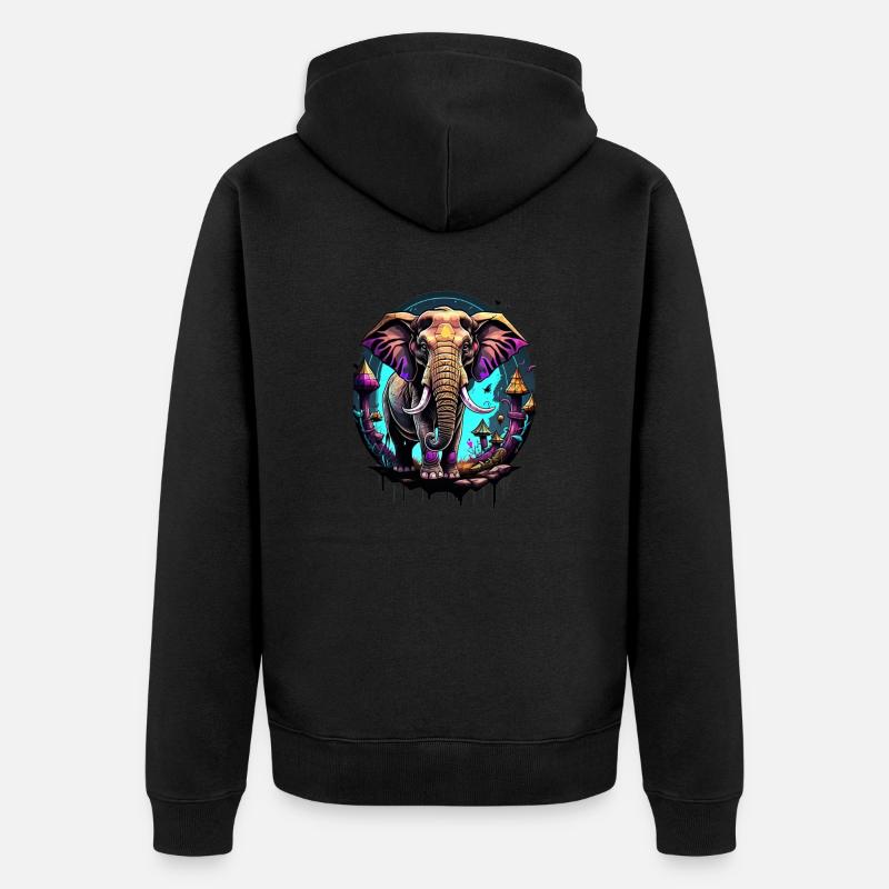 Graffiti Elefant - Unisex Premium Bio Zip Hoodie - Schwarz